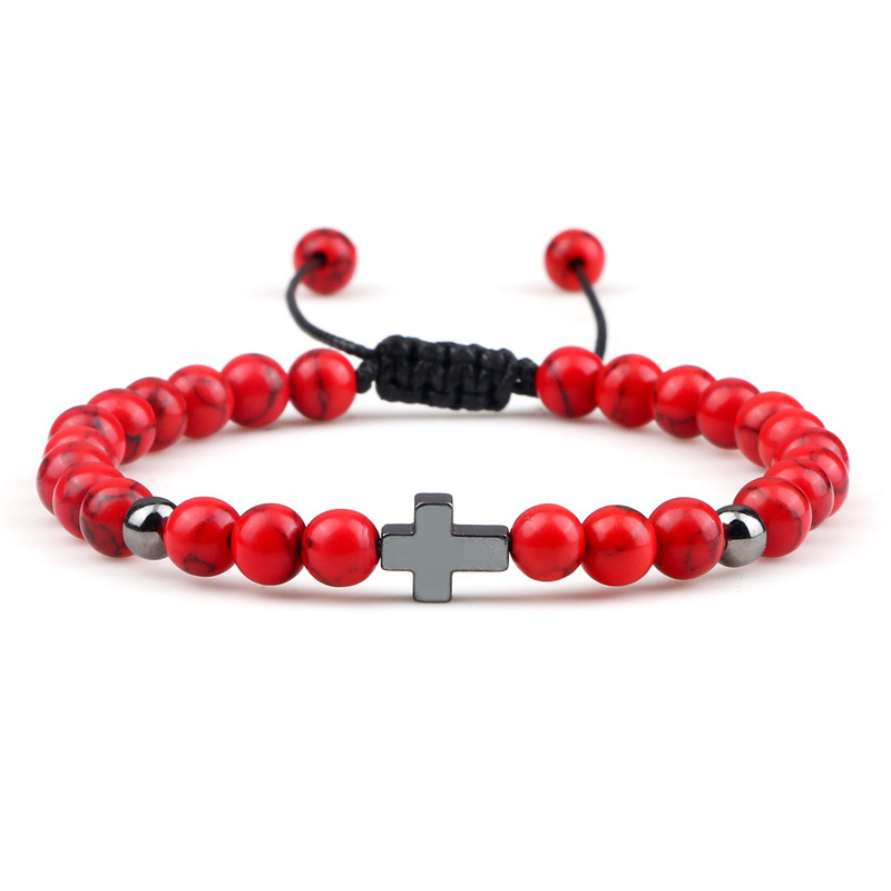 Pulsera cruzada Pulseras con cuentas Pulsera de piedra de cristal deportiva para hombres Regalo creativo