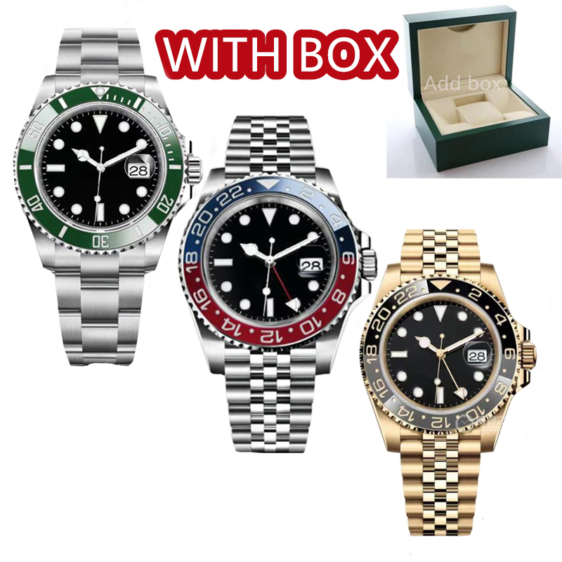 Business Men's Watch Automatic Mechanical Ceramic Case 40mm rostfritt stål glidknapp Sapphire Luminous Classic Watch