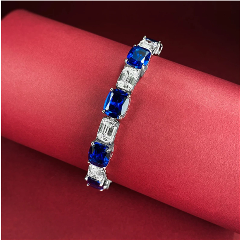 Charm Sapphire Diamentowa bransoletka Bransoletka 100% prawdziwe 925 Bracelety ślubne srebrne dla kobiet biżuteria dla kobiet