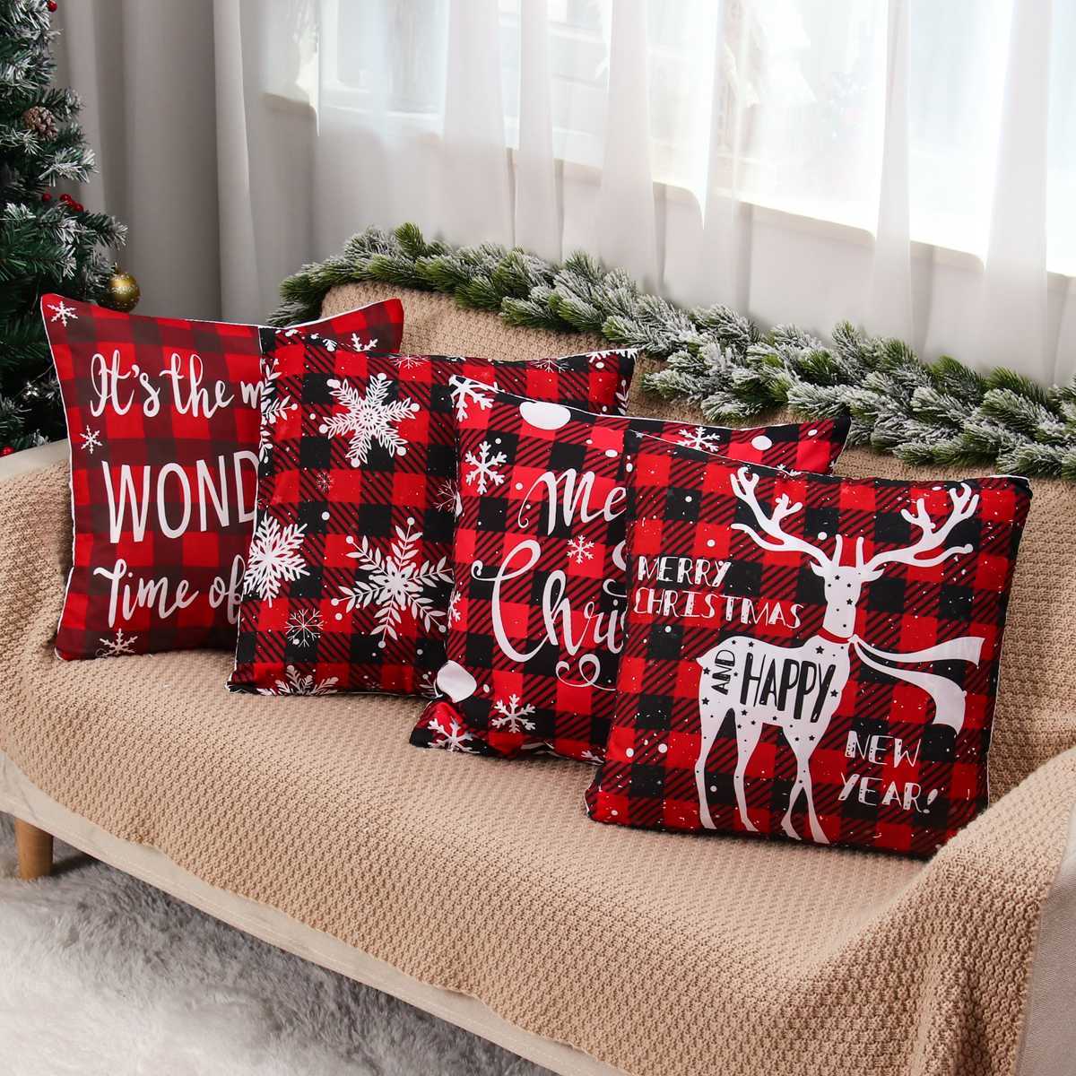 Christmas Decorations Christmas Cushion Cover Merry Christmas Decor For Home Santa Claus Christmas Ornament Xmas Gift Navidad Happy New Year