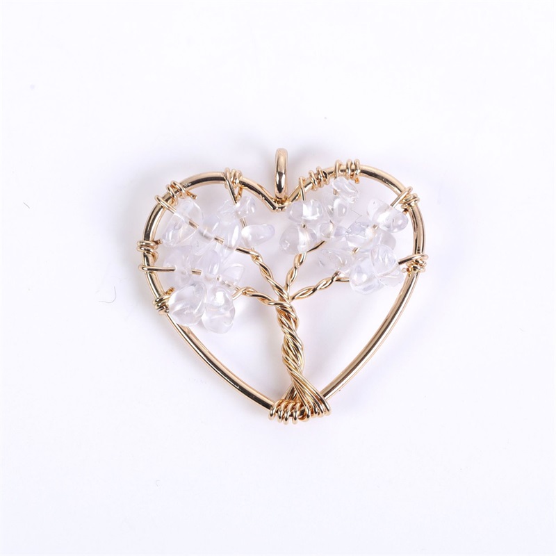 30mm or arc-en-ciel arbre de vie charmes naturel améthyste cristal coeur pendentif énergie pierre guérison méditation Yoga cadeau en gros