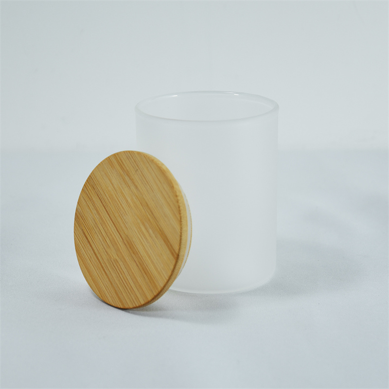 USA Warehouse 10oz Sublimation Blanks Glass Candle Jar Frosted Glass Beer Mugs for Making Candles Candle Containers With Bamboo lids
