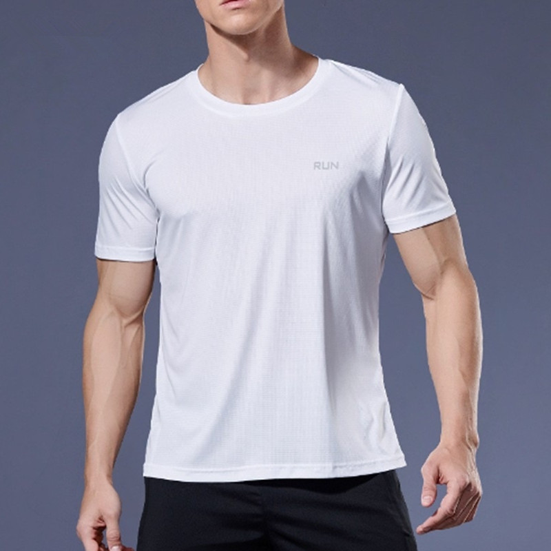 Men's Summer Sports T-shirt Ice Silk Loose Quick Drying Fitness Half Sleeve Large Top Casual Cool Breathable Short Sleeve