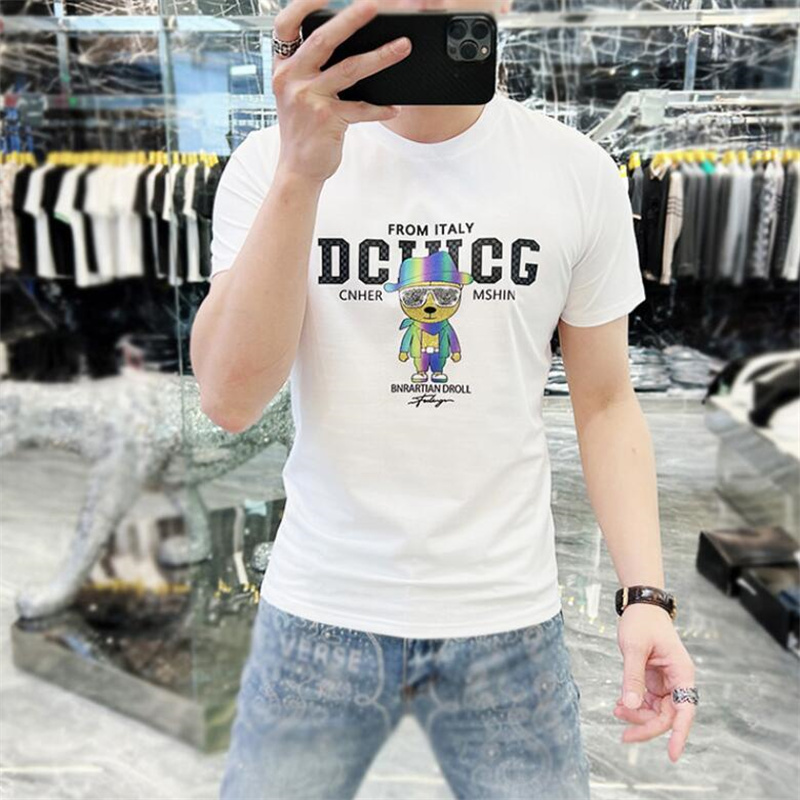 2023 New Luxury Letter hot drill Pringting Tee Cotton Summer Street Skateboard Mens T-shirt Men Women Short Sleeves Casual Tee Size Size M-4XL