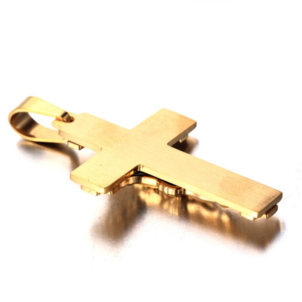 Halsband Kristus Jesus Cross Pendant Men Gold Färg Rostfritt stål Kristen Crucifix Halsband Male Religiösa smycken Dropshipping