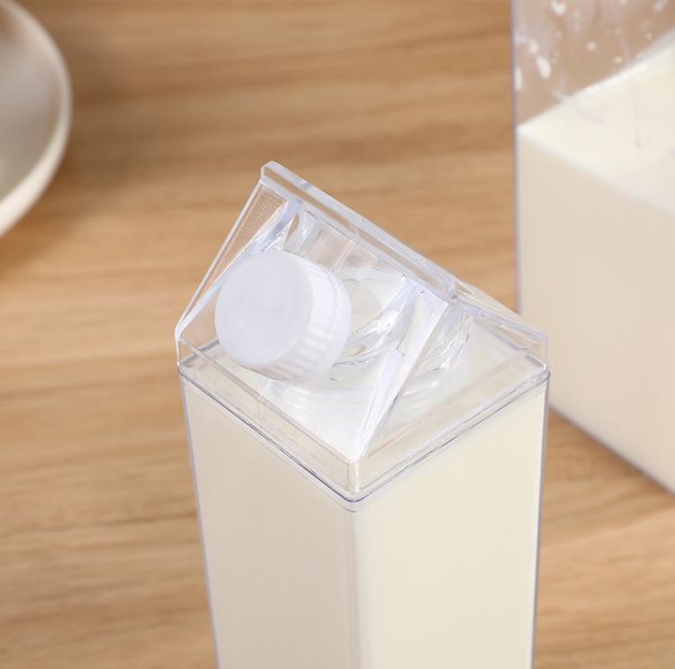 Bouteilles d'eau en forme de carton de lait transparent en plastique Portable potable tasses de lait de sport bouteille d'eau avec couvercle SN6899