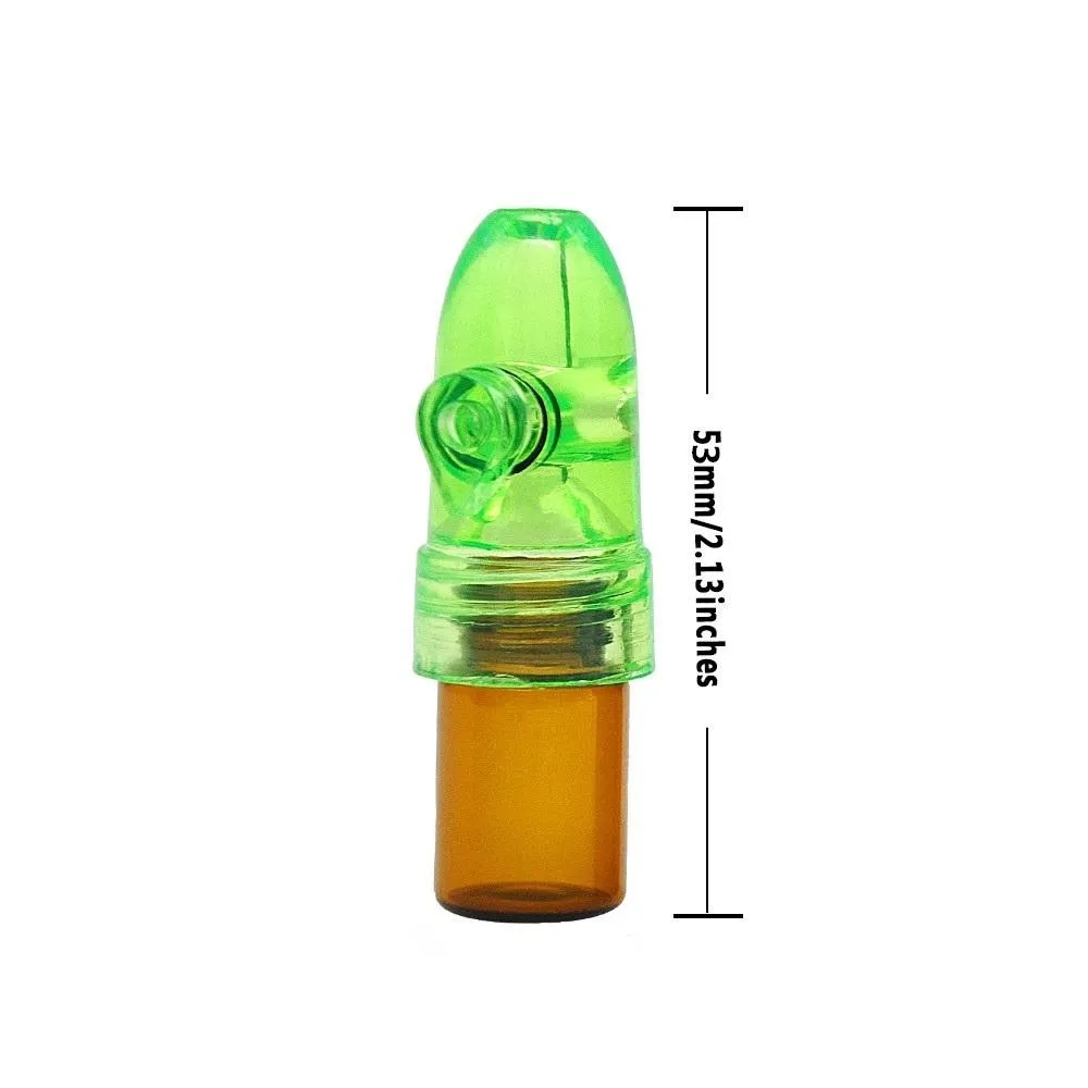 2023 Glass Snuff Bottle Snuff Bullet Plastic Cap Snuff Dispenser Snorter Rocket Clear Amber Flacon