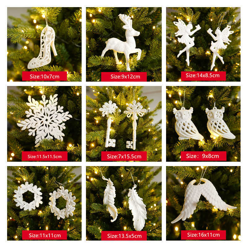 Kerstversiering Nieuwjaarscadeaus Kerstornamenten Navidad Boom Hangende Hangers Sneeuwvlok Hoekslinger DIY Kerstdecoratie voor thuis