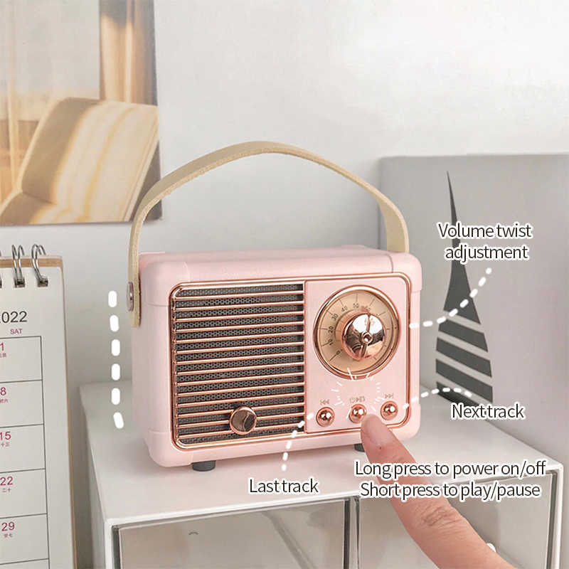 Articles de nouveauté Mini rétro bureau décor haut-parleur Bluetooth sans fil USB charge Subwoofer haut-parleur Bluetooth bureau Kawaii décoration mignon décor G230520