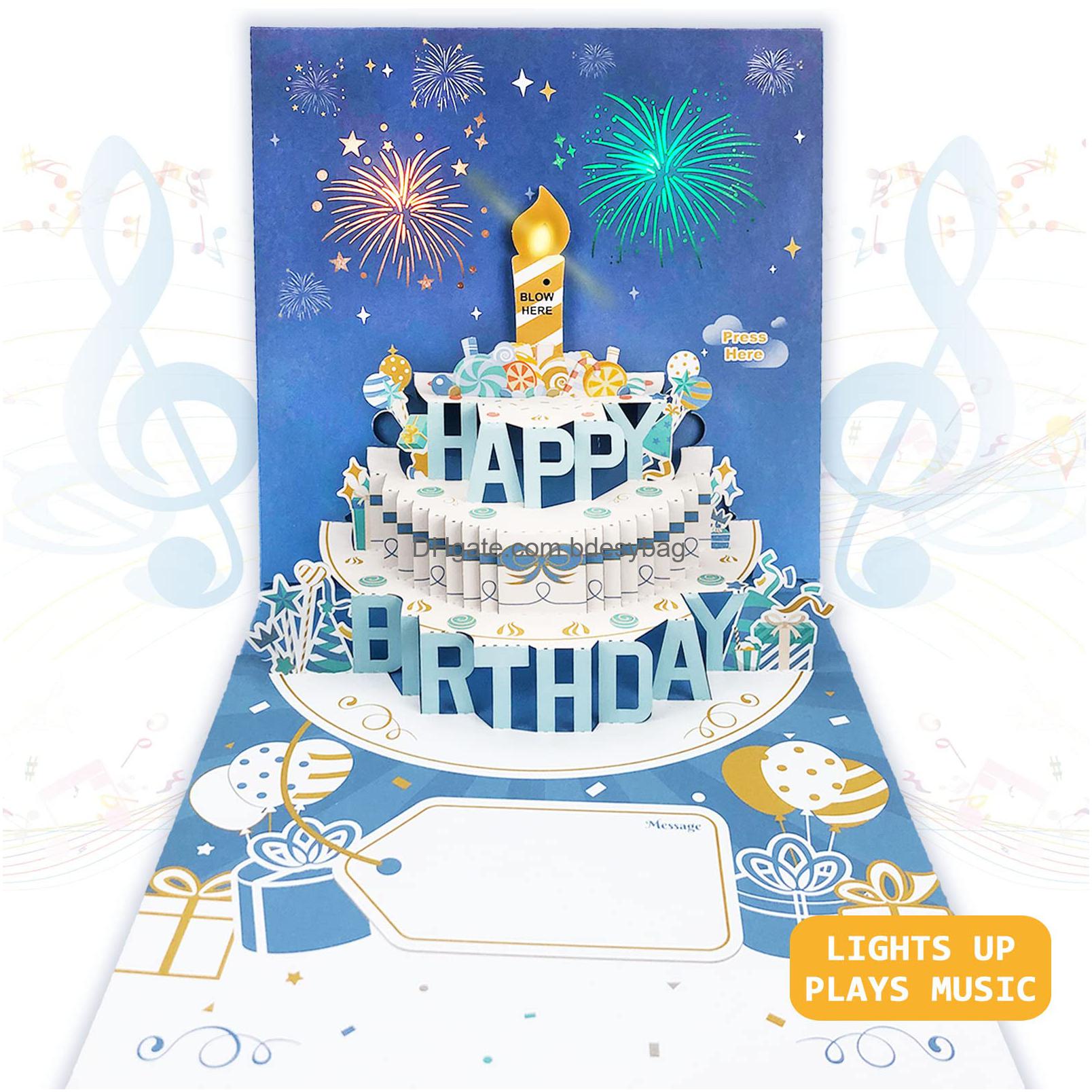 musical birthday cards with light and music blowable 3d birthday popup cards up birthday cards for men women plays hit song happy birthday