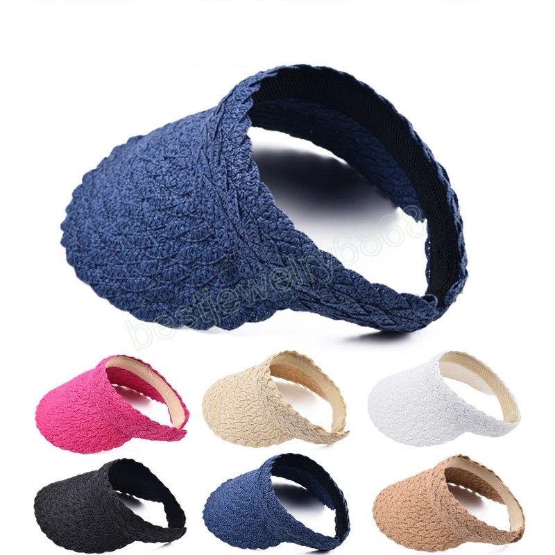 Empty Top Straw Hat Travel Sunshade Sun Cap Trendy Beach Cap Summer Visor Cap For Womens