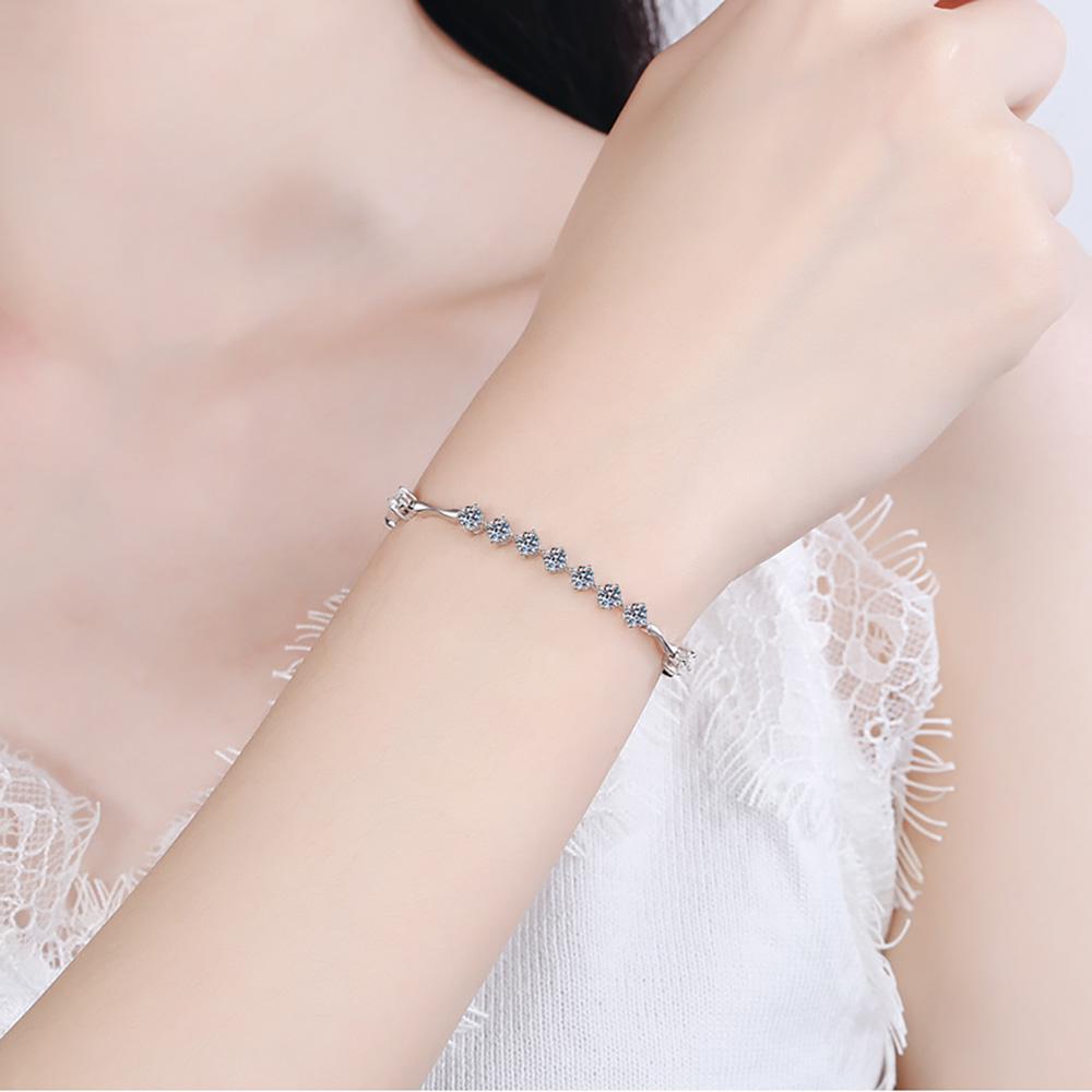 Bracciale Serenity Day Nine Stars intarsiato da 1,35 ct con diamanti Moissanite S925 Bracciale in argento Pt950 catena placcata oro gioielleria raffinata le donne