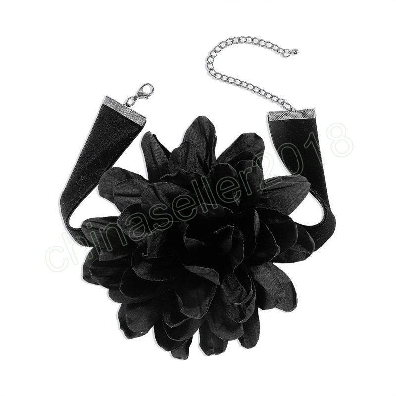 Overdreven Goth Big Rose Flower Korte Choker ketting voor vrouwen Wed Bruidal sleutelbeenketen Y2K Accessoires Neck sieraden