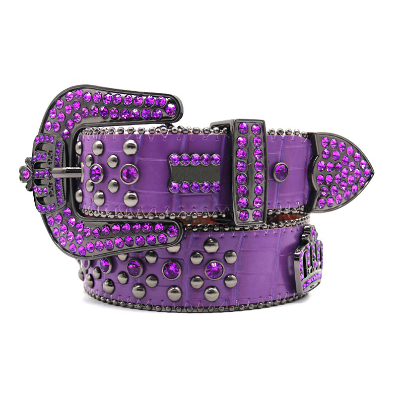 Bb Simon Ceinture haut de marque qualité Ceinture ceintures pour femmes Ceinture avec boucle couronne cloutée avec strass brillants