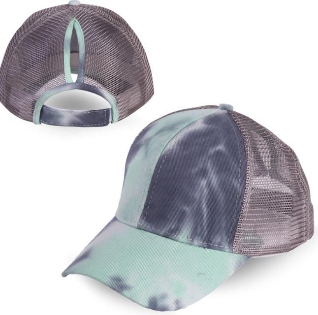 7 farben Tie Dye Candy Farbe pferdeschwanz Baseball Kappe Frauen Messy Bun Baseball Hut Snapback Caps Net Oberfläche Atmungsaktive Casual hüte de322