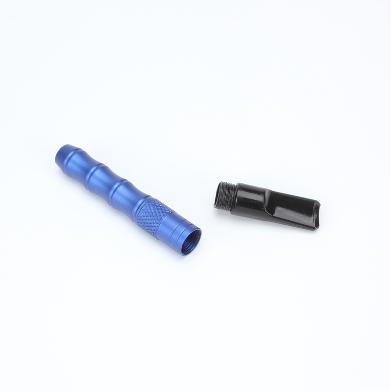 Aluminum Alloy Smoke Pipe Portable Metal Snuff Sniffer 82mm Bamboo section shape Snorter Straw Nasal Tube Snuffer Pipe Snuffer Tobacco Pipes Cigarette