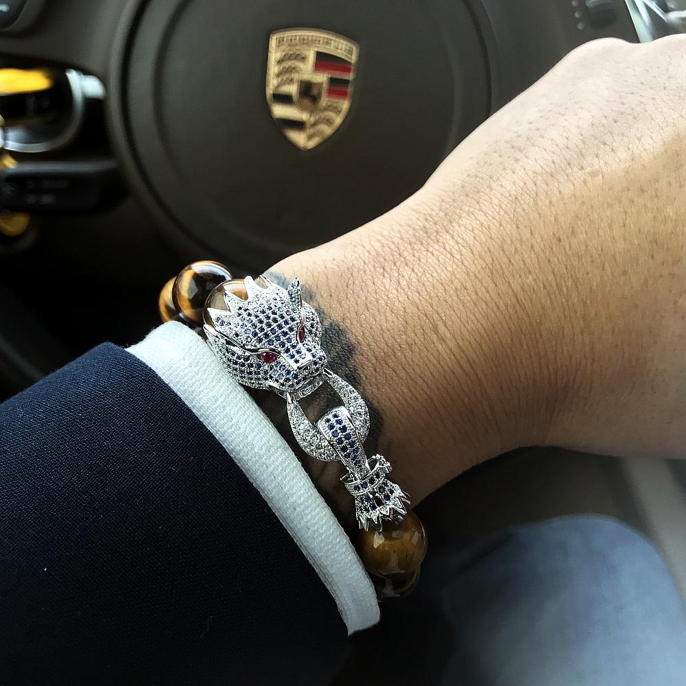 Armbänder Mcllroy Tigerauge Stein Armband Männer Frauen Luxus Drachen Verschluss Handgefertigte Perlen Armbänder Modeschmuck Geschenk Herren Armbänder 2019