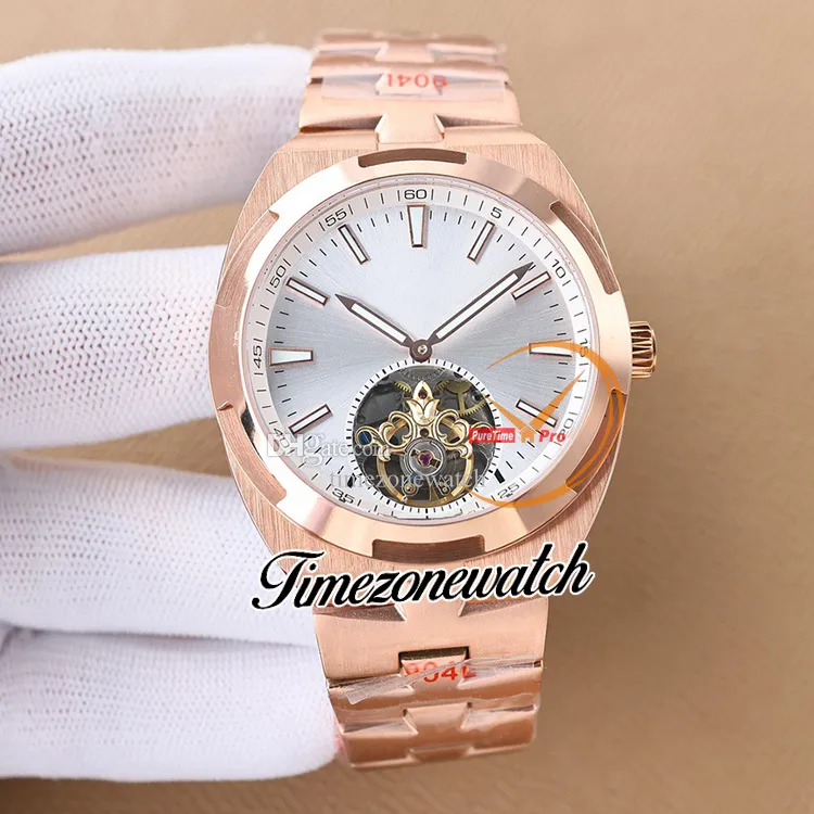 Nowy 42,5 mm zagraniczny Tourbillon 6000V/110R-B733 A2813 Automatyczne męskie zegarek Blue Dial Rose Gold Bransoleta 6000V Sport Gents Watches TWVC TimeZoneWatch E177C2