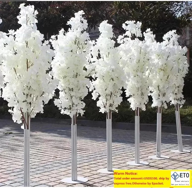 웨딩 장식 5 피트 키가 큰 10 조각 장식 꽃 화환 슬릭 인공 벚꽃 나무 로마 기둥 도로