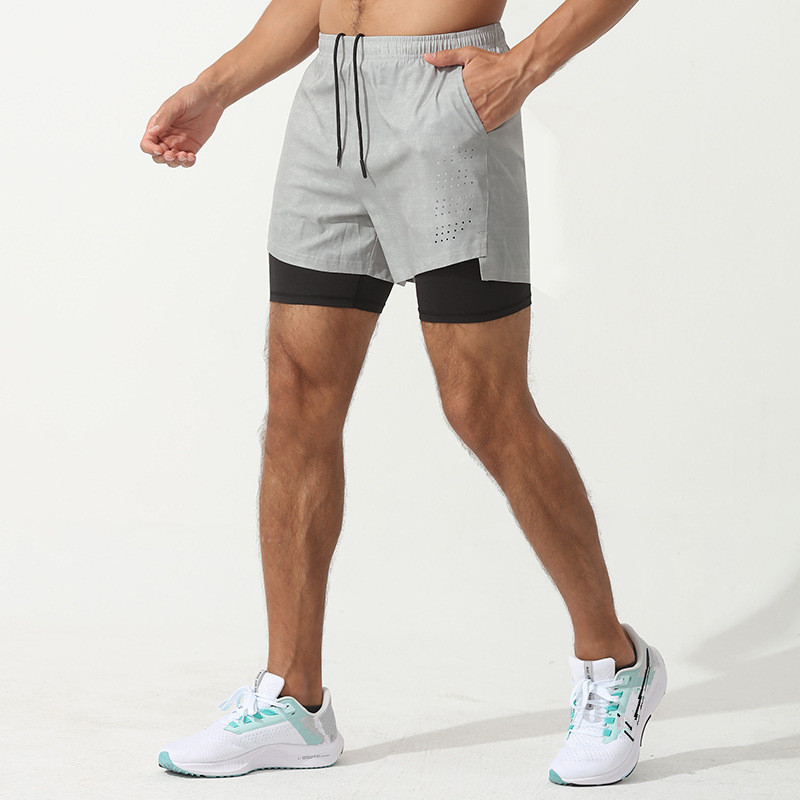 Hommes lu Yoga Shorts De Sport Shorts À Séchage Rapide Avec Poche Téléphone Portable Casual Running Gym Short Jogger Pant Avec Doublure Intérieure DK-22006