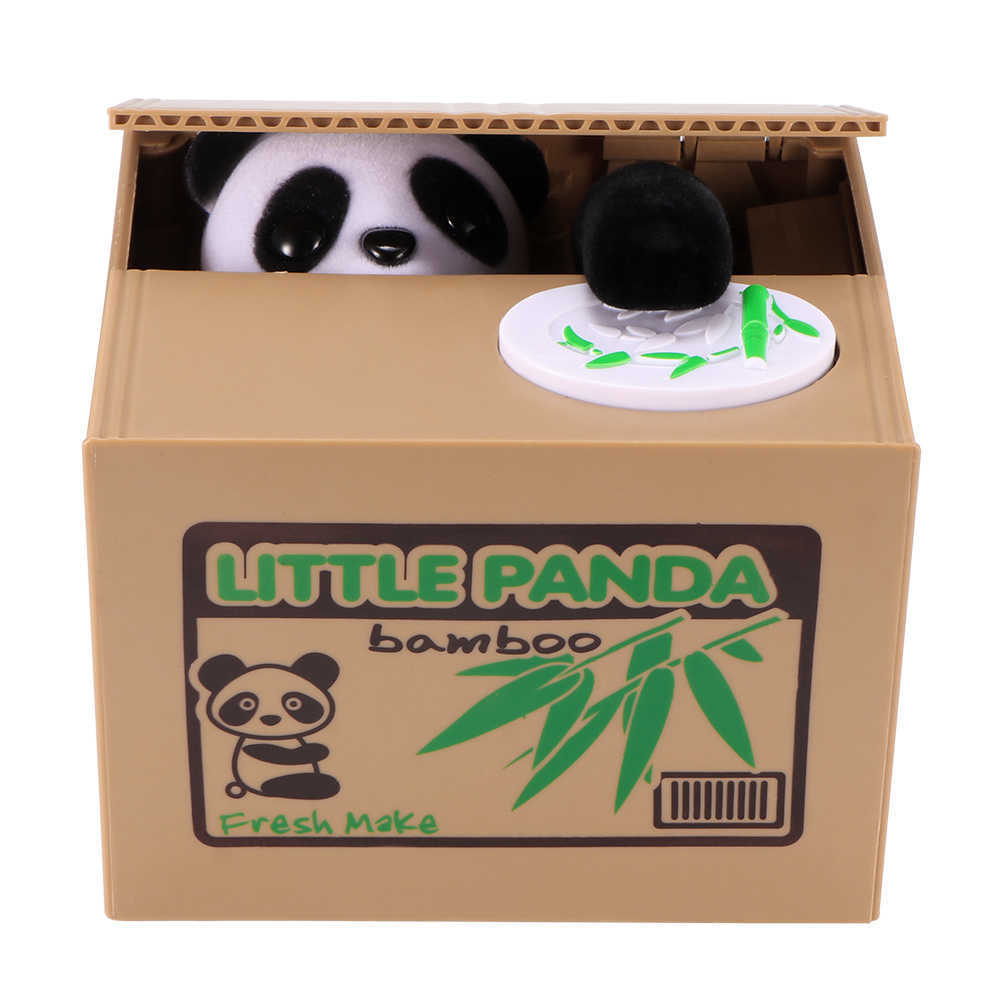 Dekorativa föremål Figurer Panda Cats Thief Money Boxes Toy Piggy Banks Gift Kids Money Boxes Automatic Stole Coin Piggy Bank Money Saving Box Moneybox G230523