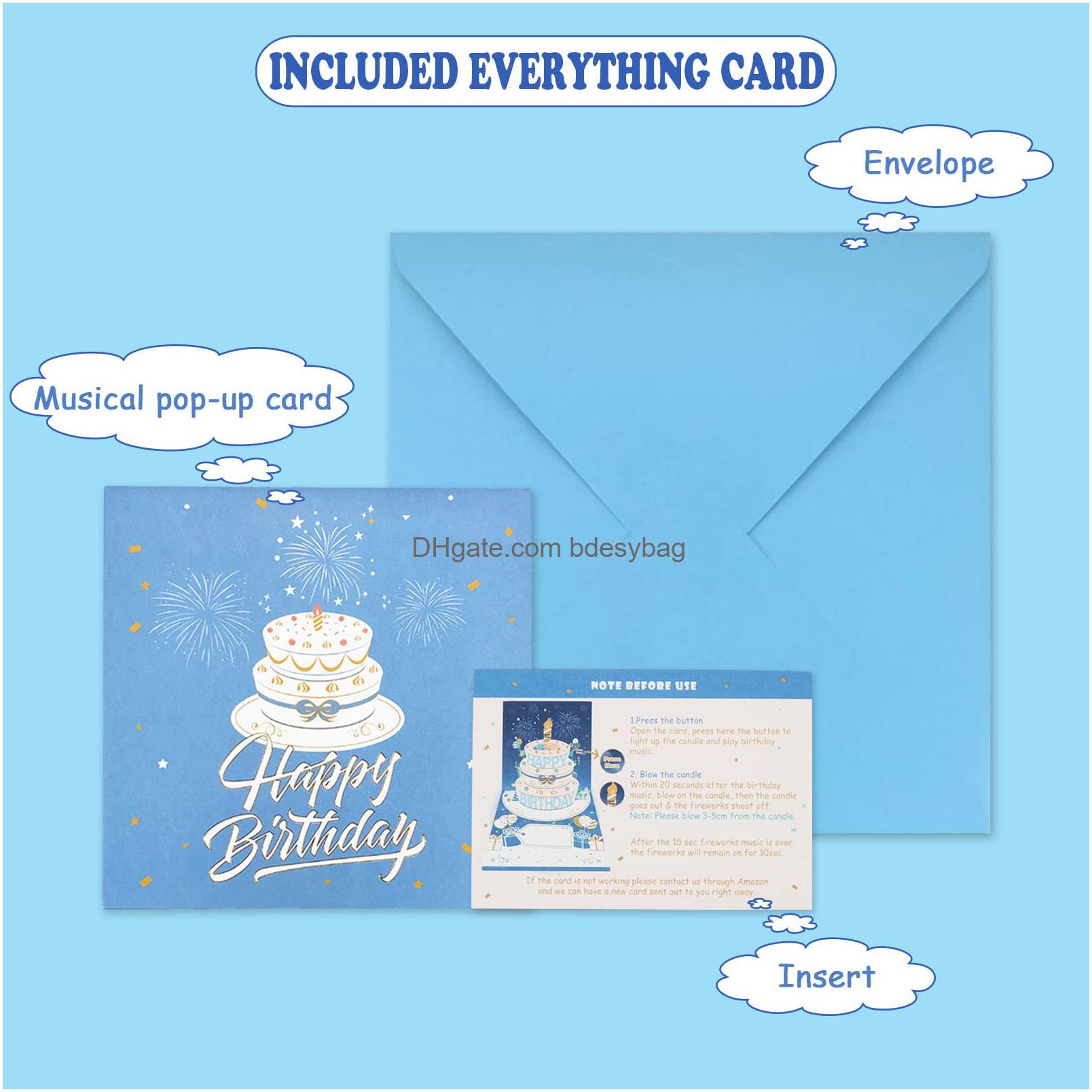 musical birthday cards with light and music blowable 3d birthday popup cards up birthday cards for men women plays hit song happy birthday