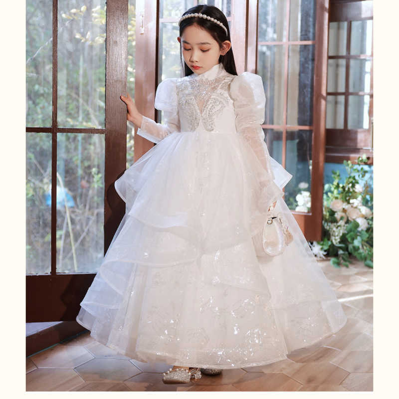 Girl's Dresses Children Youth Girls Evening Long Luxury 2022 Birthday Party Shiny 6 12 Formal Children's Bridesmaid Wedding Sequin Dress G220523