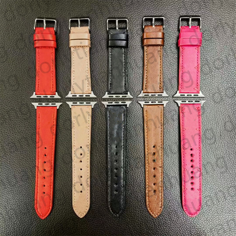 Designer Apple Watch Band 40mm 42mm Smart Watch Straps For Apple Watch Series 8 9 2 3 4 5 6 Band 38mm 49mm PU Leather Präglingsmönster Armband APL AP WRISTBAND