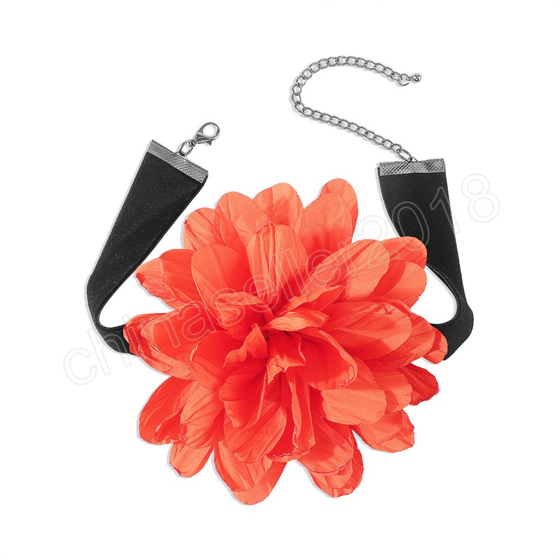 Overdreven Goth Big Rose Flower Korte Choker ketting voor vrouwen Wed Bruidal sleutelbeenketen Y2K Accessoires Neck sieraden