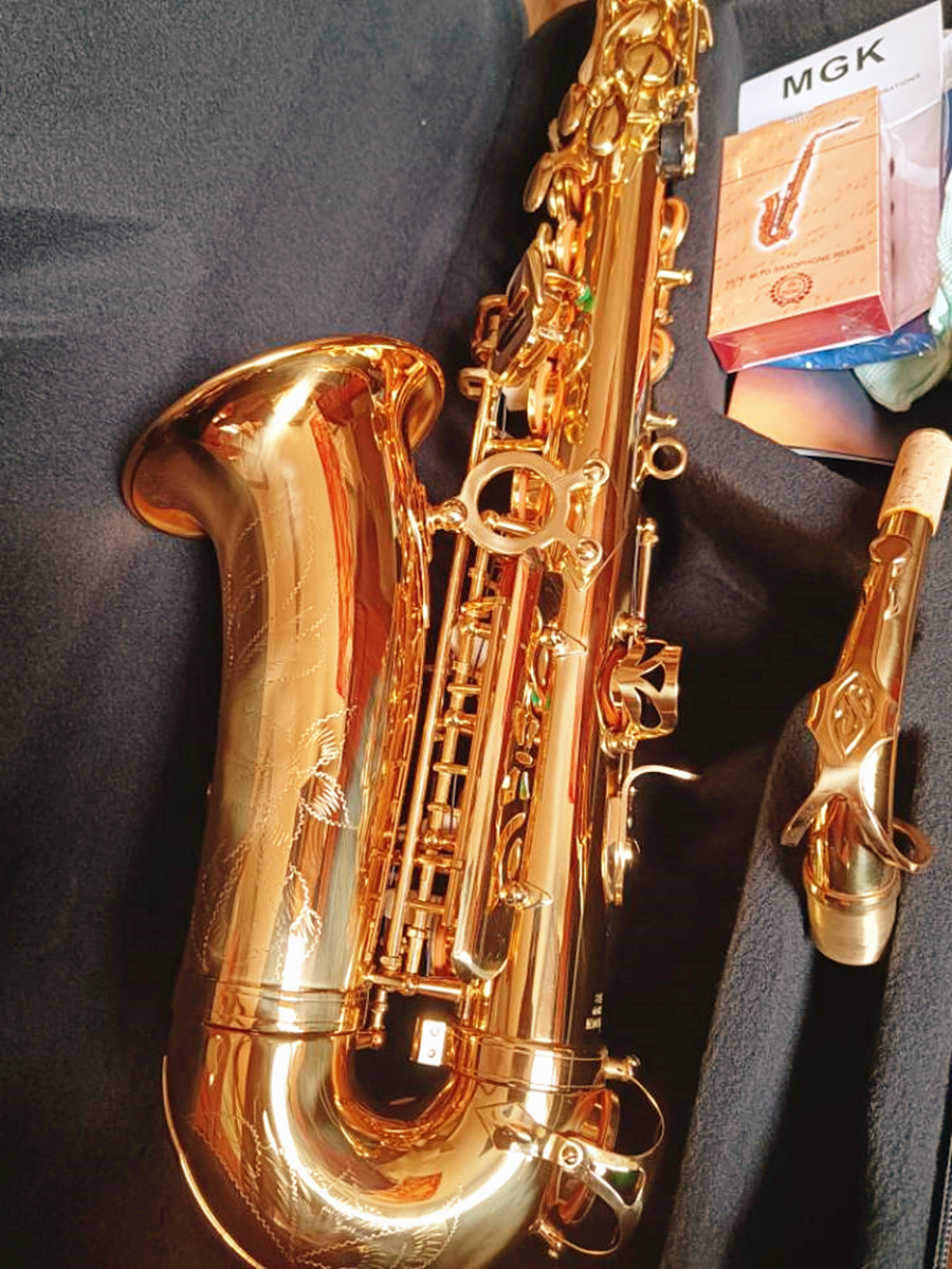 Super Action 80 II Alto Saxofone EB Brass Gold Sax Performance Musical Instrument com acessórios de caixa