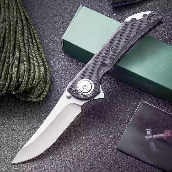 Special Offer C5401 Large Flipper Folding Knife D2 Satin Drop Point Blade G10/Stainless Steel Sheet Handle Ball Bearing Fast Open EDC Pocket Folding Knives
