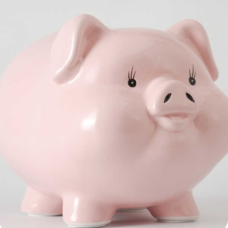Decorative Objects Figurines Pink Wedding Money Box Adult Kids Living Room Cute Ornament Ceramic Coin Pig Piggy Bank for Papper Money hucha Home Decoration G230523