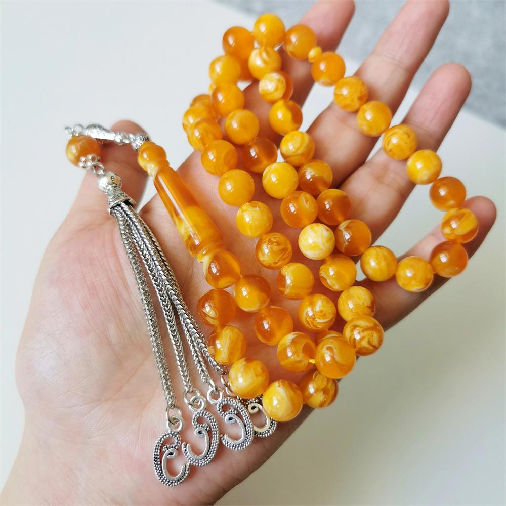 Abbigliamento rosario musulmano color color 10mm tasbih regalo ramadan argento metallo nappe