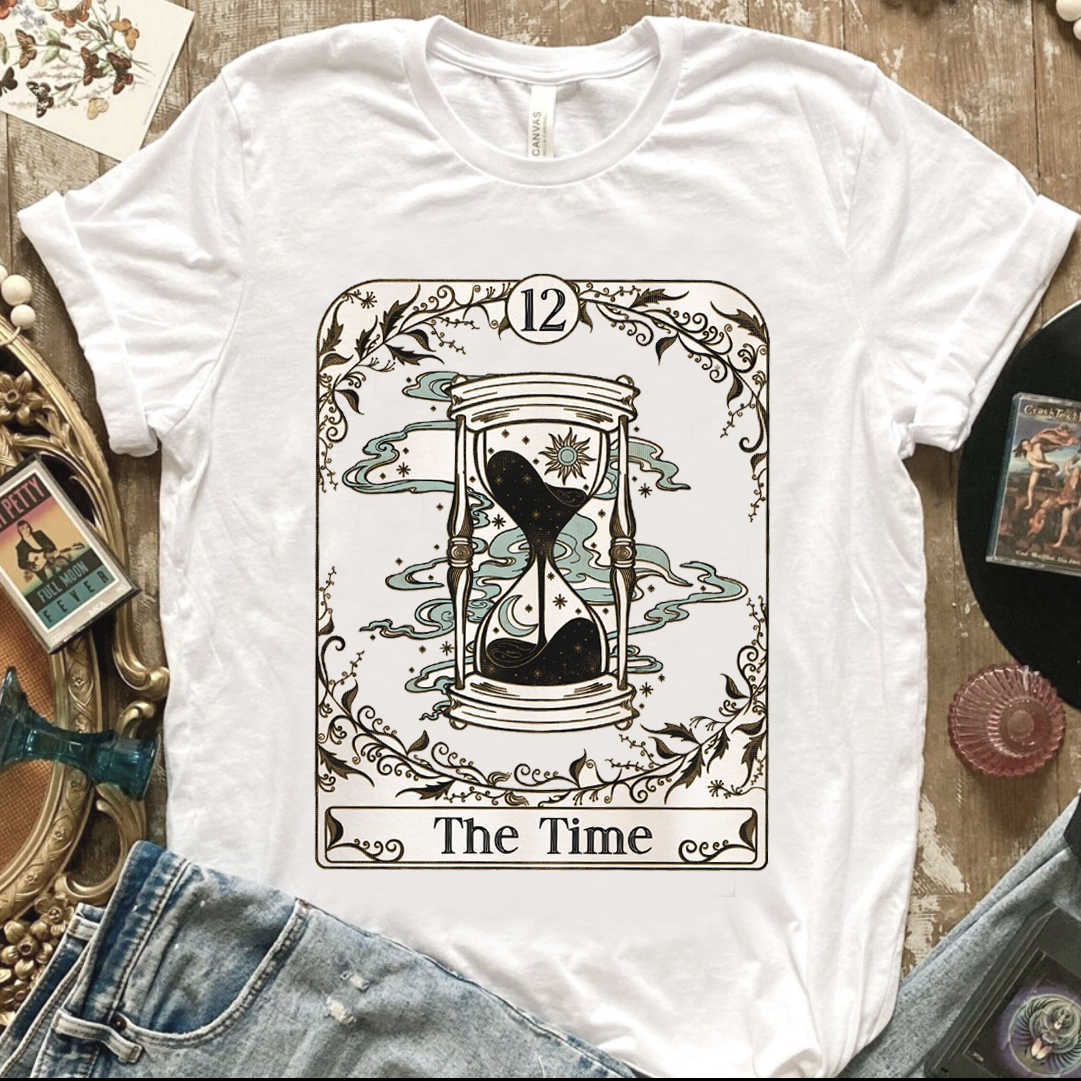 T-shirt de camiseta feminina Destiny Tarot Tarot Tarot Tshirt vintage estética confortável colorir camisa fortuna contador de t-shirt de palmeira anúncios misteriosos meliorra p230523