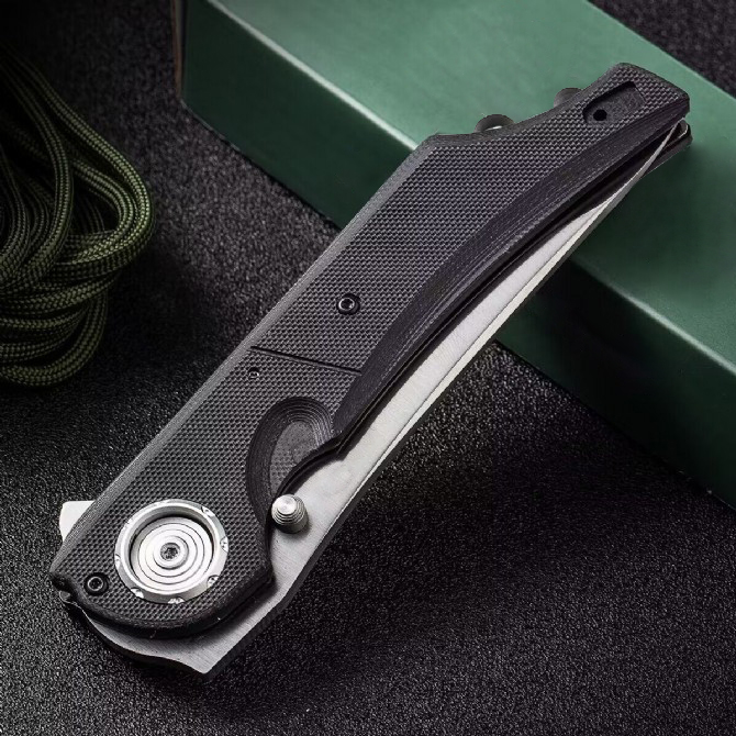 Nouvelle arrivée C5401 Grand couteau pliant Flipper D2 Lame à pointe de goutte en satin G10 / Poignée en tôle d'acier inoxydable Roulement à billes Couteaux de poche EDC à ouverture rapide