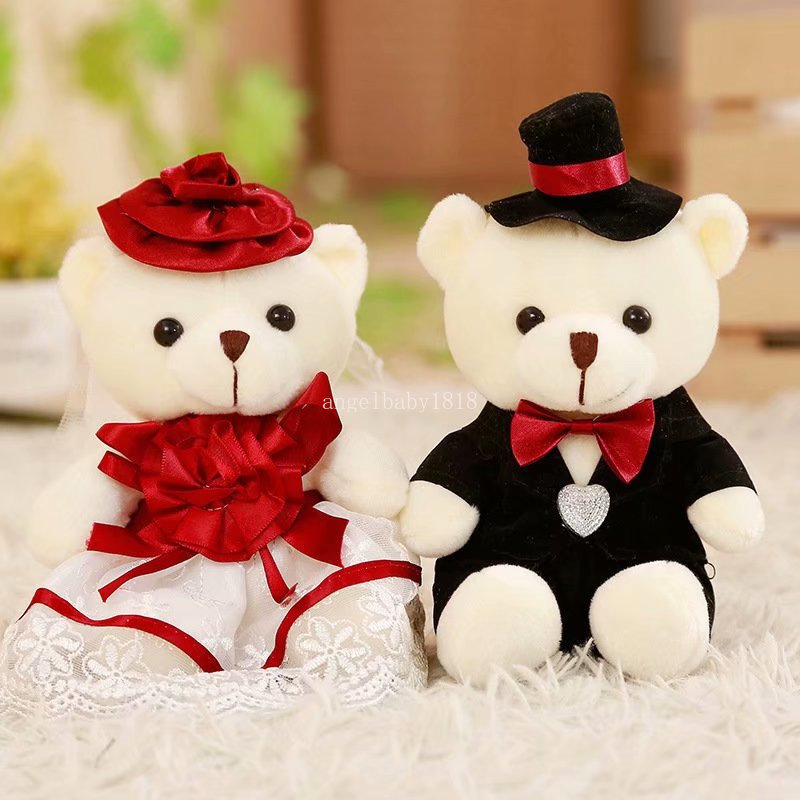 /par 15 cm Kawaii Teddy Bear New Styles Toys macios Brinquedos fofos Caso de casal de pelúcia