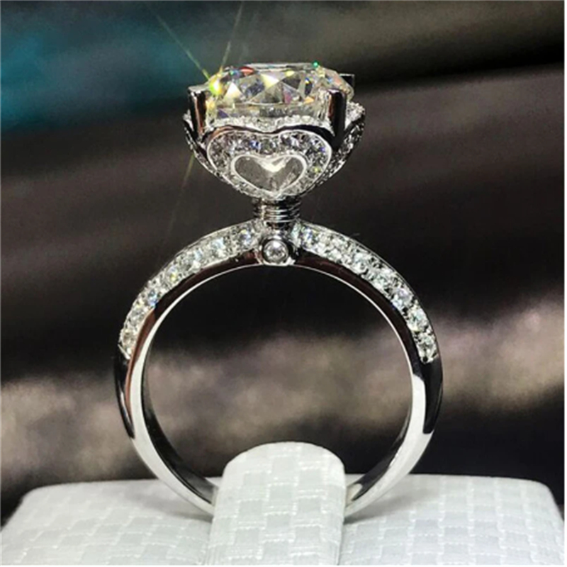 2020 Цветочный Сердце Кольцо 925 Стерлинговое серебро биджо Сона Ааааа CZ Обручальные обручальные кольца для женщин свадебные украшения