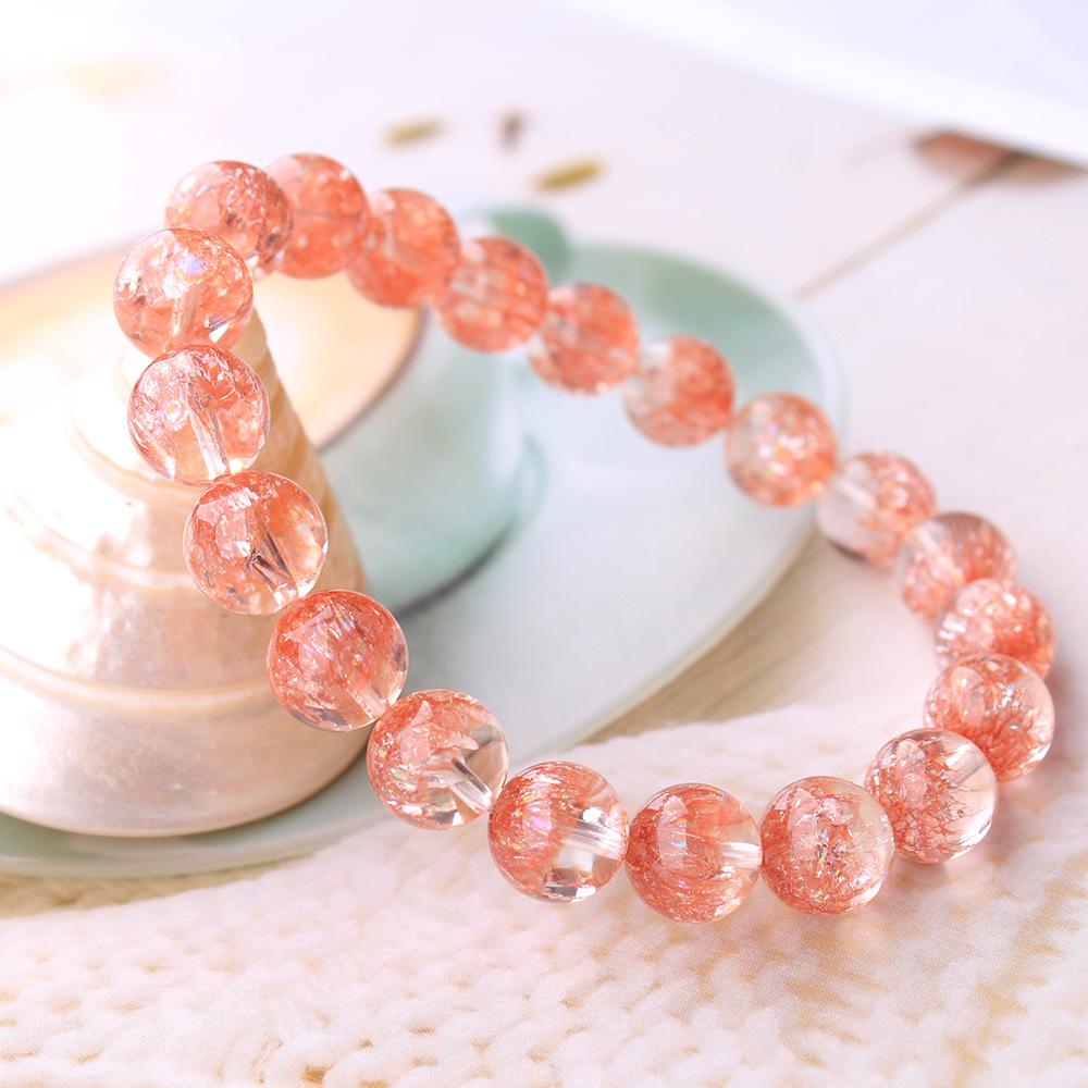 Bracelets Bracelet à Quartz en cristal fantôme rouge Orange naturel 8mm 9mm 10mm femmes jardin Super 7 perles rondes claires rutilées extensibles AAAAAA