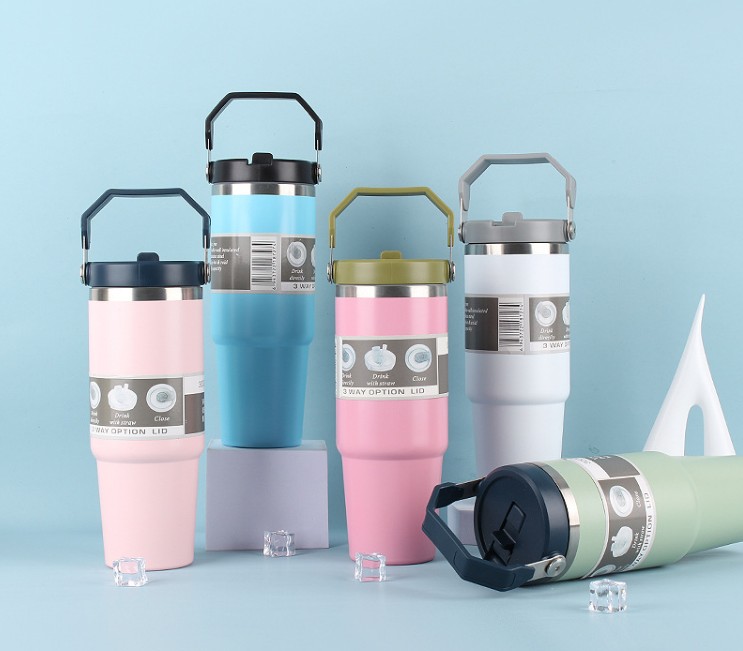 30oz portable car cup 304 stainless steel vacuum insulation cup cold insulation ice cream cup