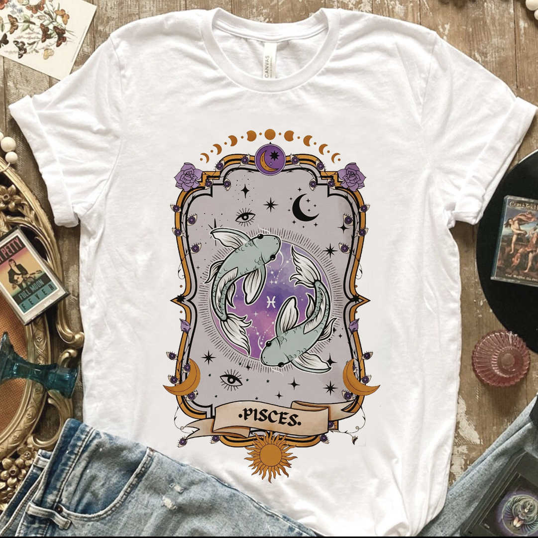 T-shirt de camiseta feminina Destiny Tarot Tarot Tarot Tshirt vintage estética confortável colorir camisa fortuna contador de t-shirt de palmeira anúncios misteriosos meliorra p230523