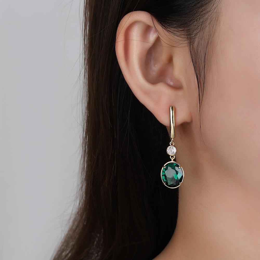 Knot Poulisa Oval Green Glass Zircon Drop Earrings for Women 925 Sterling Silver Cubic Zirconia Dangle Drops Earring S925 on Ear Ring