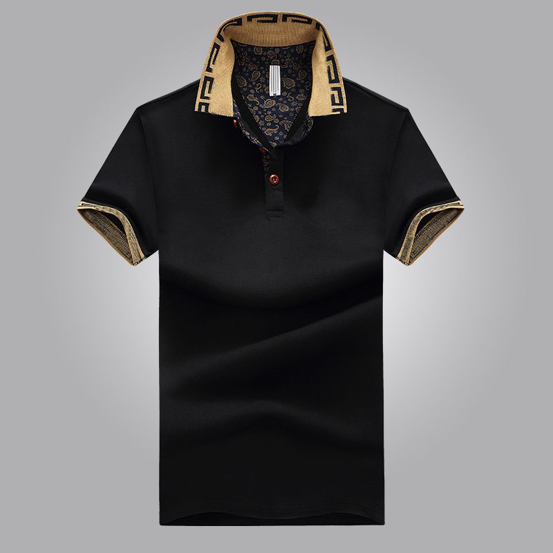 Het försäljning skjorta lyx design manlig sommar vridning krage korta ärmar bomullsskjorta män topp