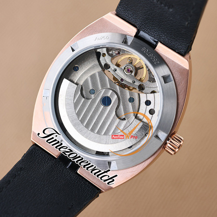 Nuevo 42.5 mm Overseas Tourbillon 6000V / 110A-B544 A2813 Reloj automático para hombre Esfera azul Caja de oro rosa Correa de cuero azul 6000V Relojes deportivos para caballeros TWVC Timezonewatch