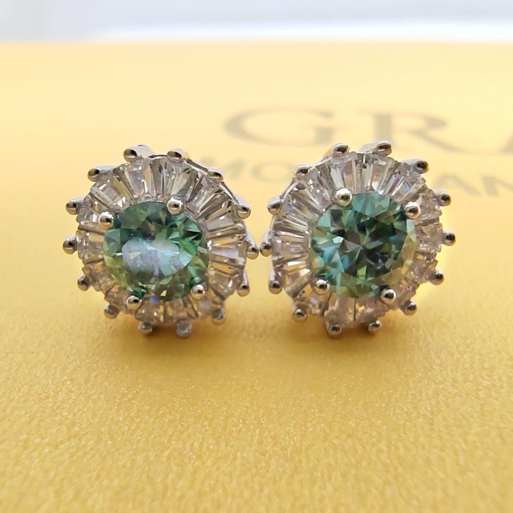 Stud Luomansi 0.5 Carat Pink Green Blue Yellow Moissanite Stud Earrings S925 Women Jewelry Wedding Anniversary Party Birthday Gift