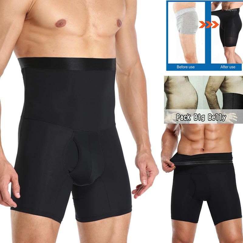 Herrkroppsskalar män mage kontroll shorts shaper hög midja tränare magen bantar byxor fitness träning formkläder boxare fajas underkläder