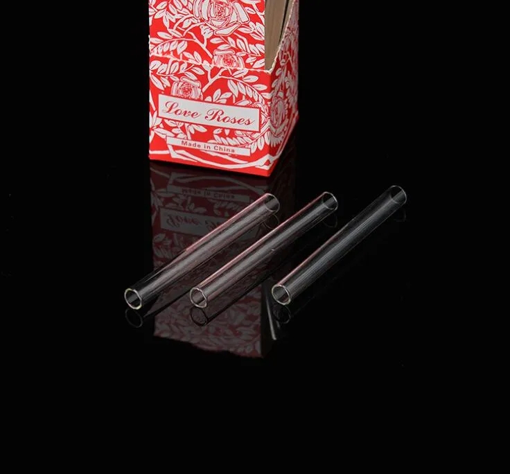 Tubo dritto in vetro bruciatore a nafta con scatola 36 pezzi in una scatola Love Rose Hand Pipes Glass Tube Smoking