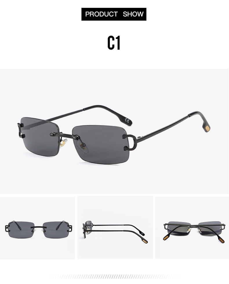 Vente en gros de mode hommes lunettes de soleil superclear femmes lunettes de soleil sans monture lunettes carrées style de personnalité mélanger les couleurs