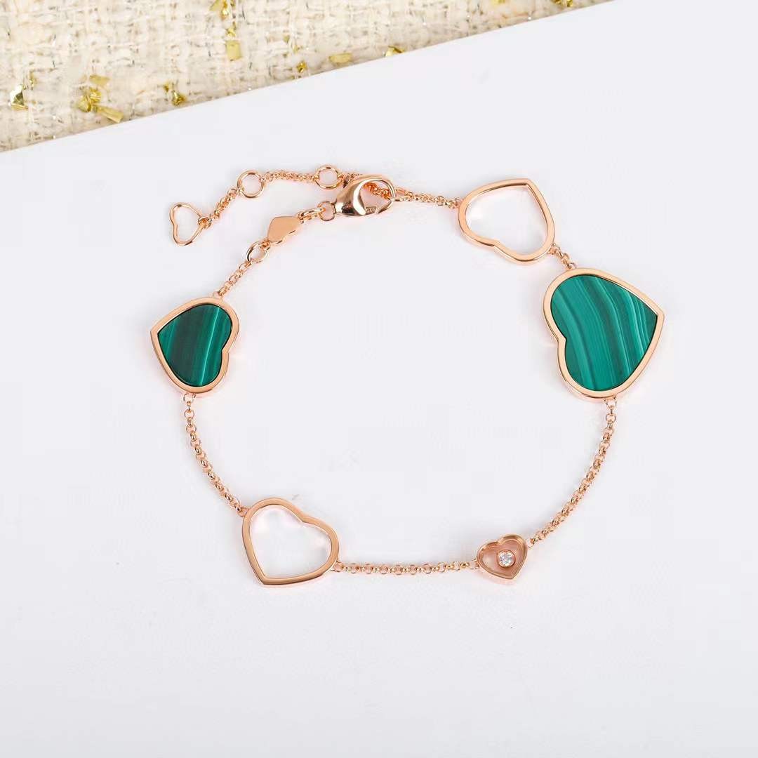 Marque de luxe Cinq Rouge Noir Coeur Malachite Bracelets Femmes Blanc Perle Shell Bracelet Pour Femmes Plaqué Or Transparent Diamant Bijoux Charme Cercle Chaîne Bracelet