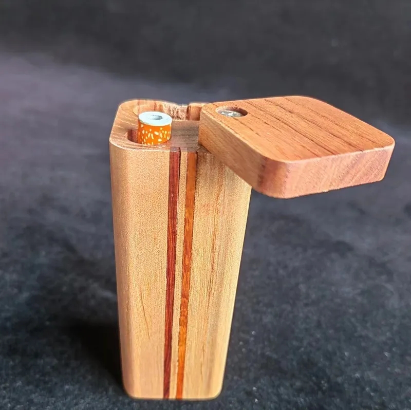 Holz Dugout One Hitter Pfeifenset Natur Handgemacht 78 MM Metall Zigarettenfilter Pfeifenreiniger Werkzeugbehälter Wasserpfeifen Bongs