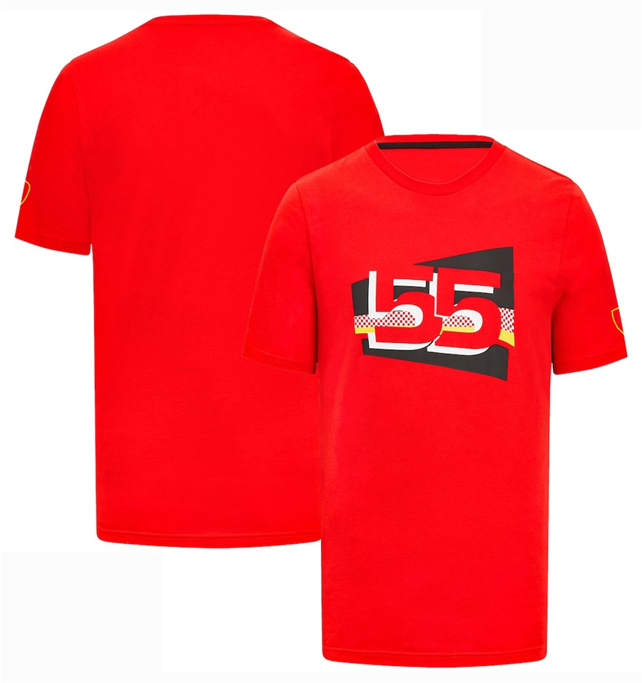 サマーF1チーム共同署名ファンTシャツ2023フォーミュラ1レッドショートスリーブTシャツ同じスタイルレーシング服トップジャージープラスサイズ